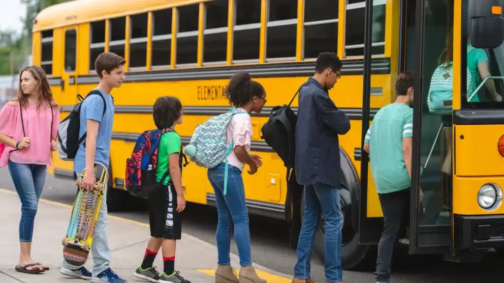 children entering bus